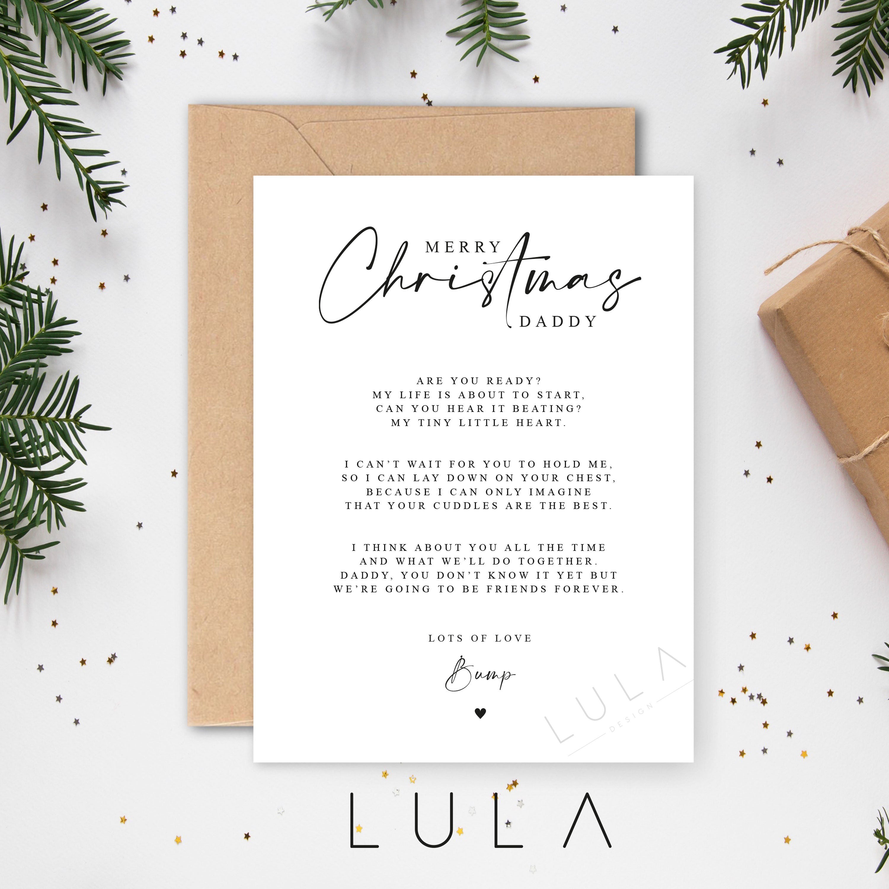 Merry Christmas Daddy to be Poem from bump A5 Pregnancy Announcement A5 Card with envelope Pregnancy Reveal Daddy to be To Daddy love bump