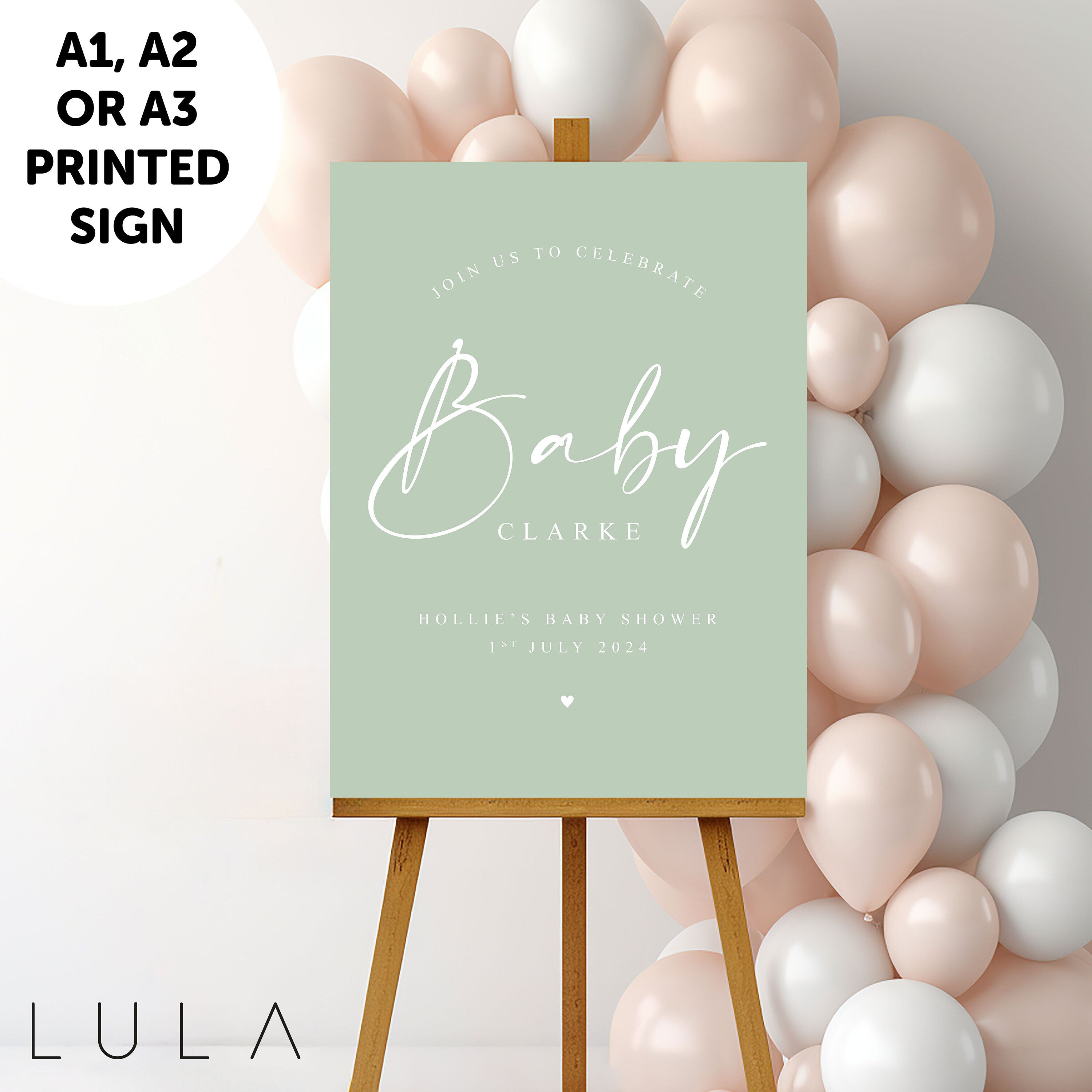 PERSONALISED Beige Floral Baby Shower Sign PRINTED Foamex Welcome Sign, Unisex Baby Shower Party Baby Welcome Sign, Beige Taupe Baby Shower