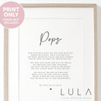 Personalised Pops Poem A4 A5 UNFRAMED PRINT, Pops Grandparent Poem, Pops Christmas Gift to Pops from Grandchild Grandchildren, Pops Birthday