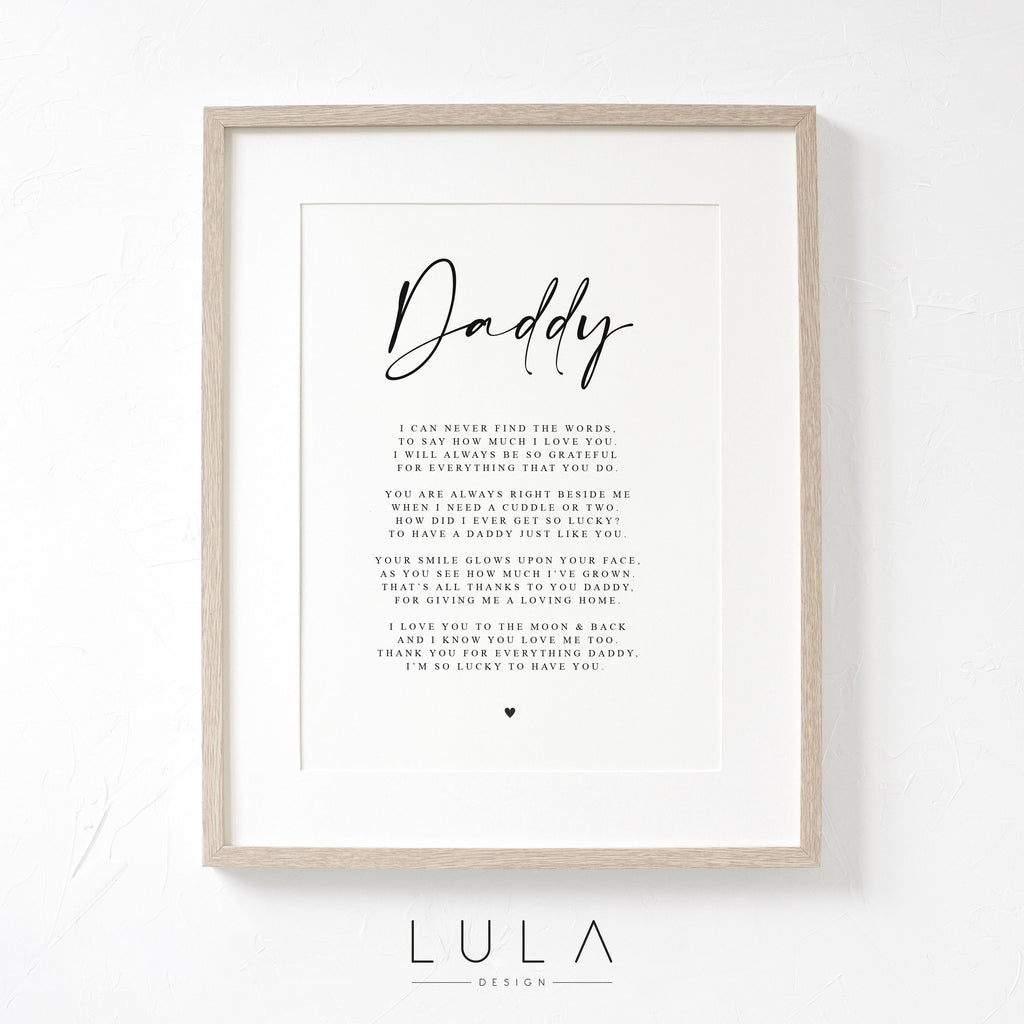 PERSONALISED Daddy Poem A4 A5 PRINT- Fathers Day Gift, Daddy Birthday Gift, A poem for Daddy, Fathers Day Christmas Gift for Daddy