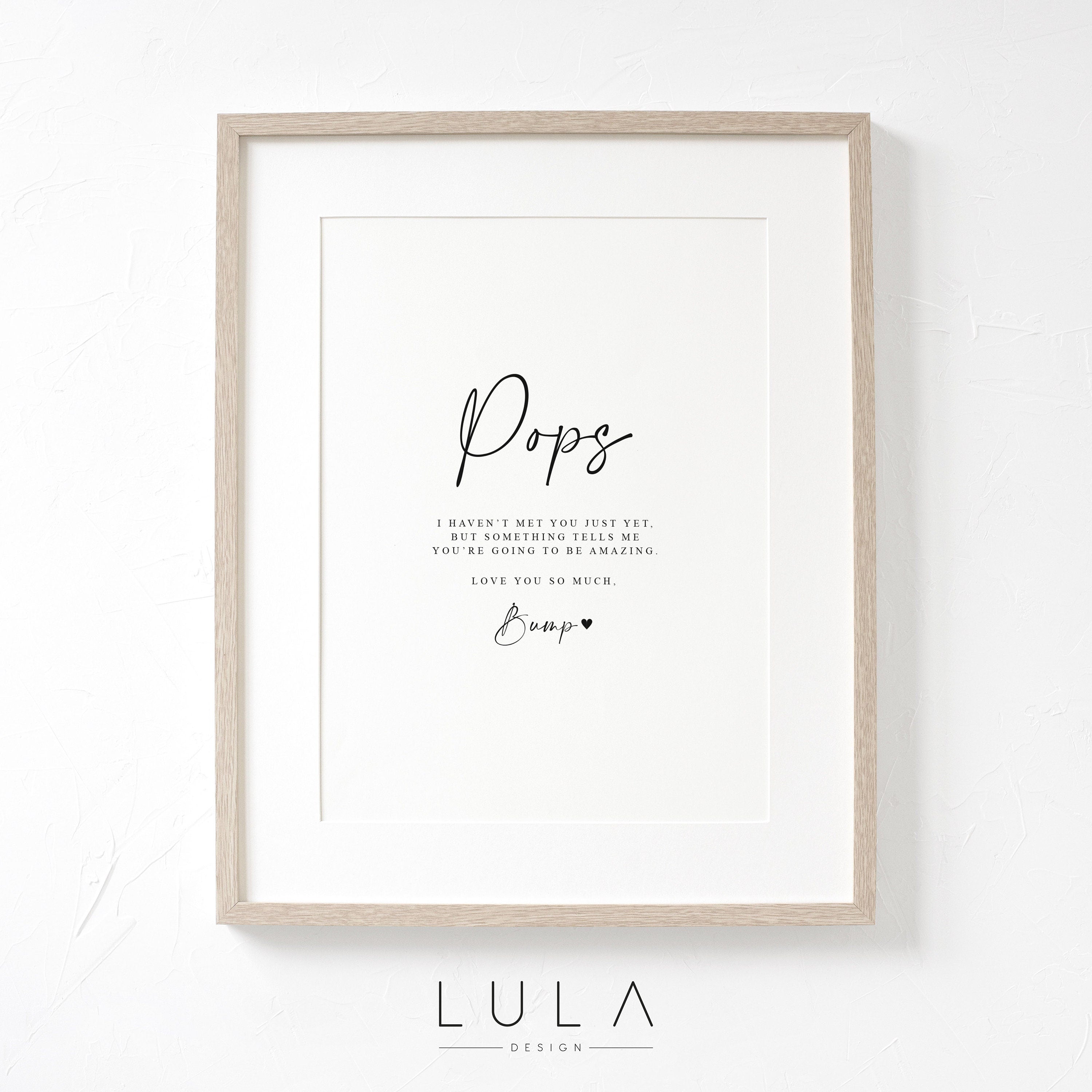 POPS Love from Bump A4 or A5 PRINT, Pregnancy Announcement, Pops to be Gift, Fathers Day Bump Gift, New Grandparent Gift Announcement