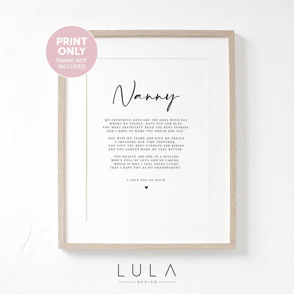 PERSONALISED Nanny Nannie Poem A4 A5 PRINT, Nanny Gift, Grandparent Poem, Nanny Nannie Christmas Gift to Nanny from Grandchild Grandchildren