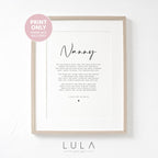 PERSONALISED Nanny Nannie Poem A4 A5 PRINT, Nanny Gift, Grandparent Poem, Nanny Nannie Christmas Gift to Nanny from Grandchild Grandchildren