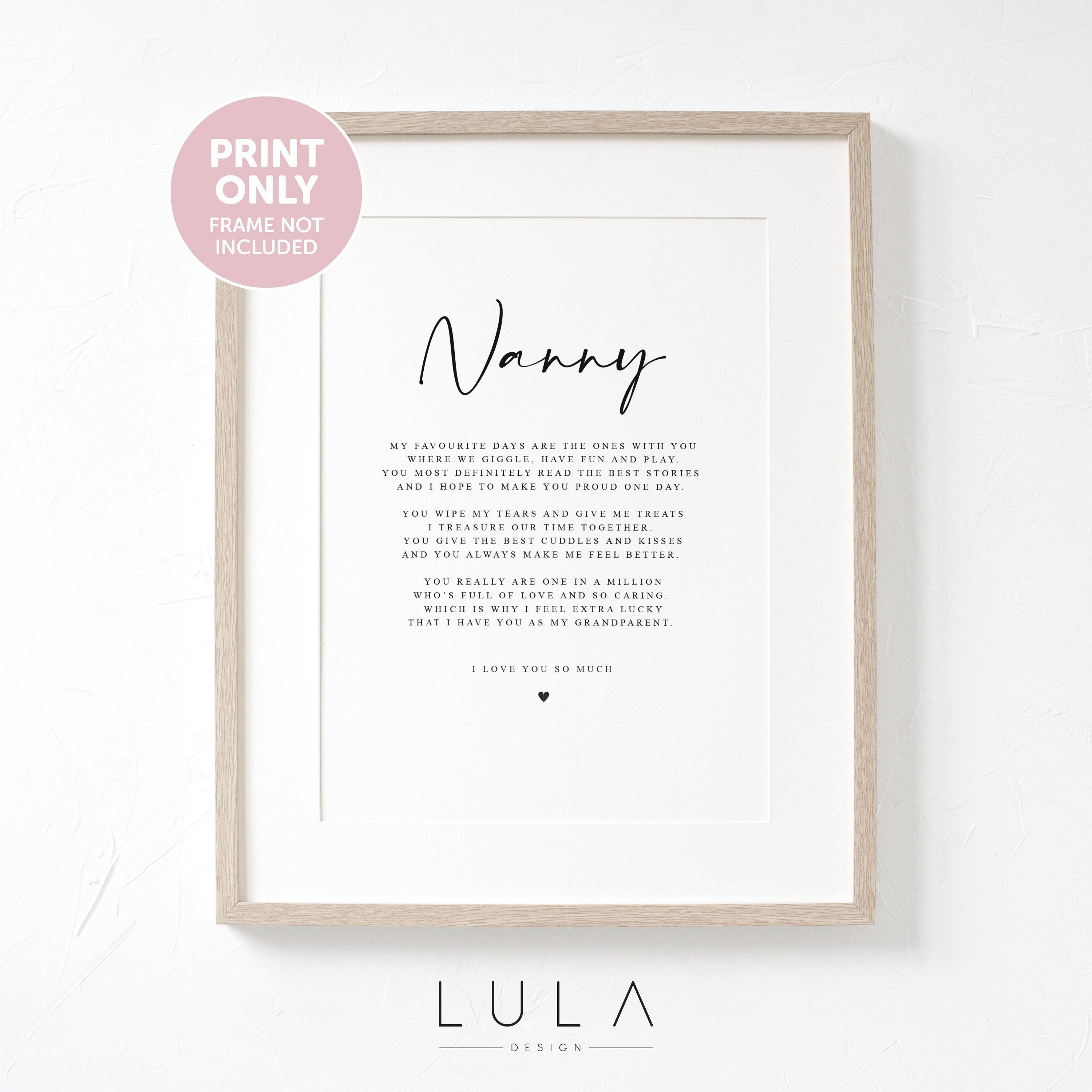 PERSONALISED Nanny Nannie Poem A4 A5 PRINT, Nanny Gift, Grandparent Poem, Nanny Nannie Christmas Gift to Nanny from Grandchild Grandchildren