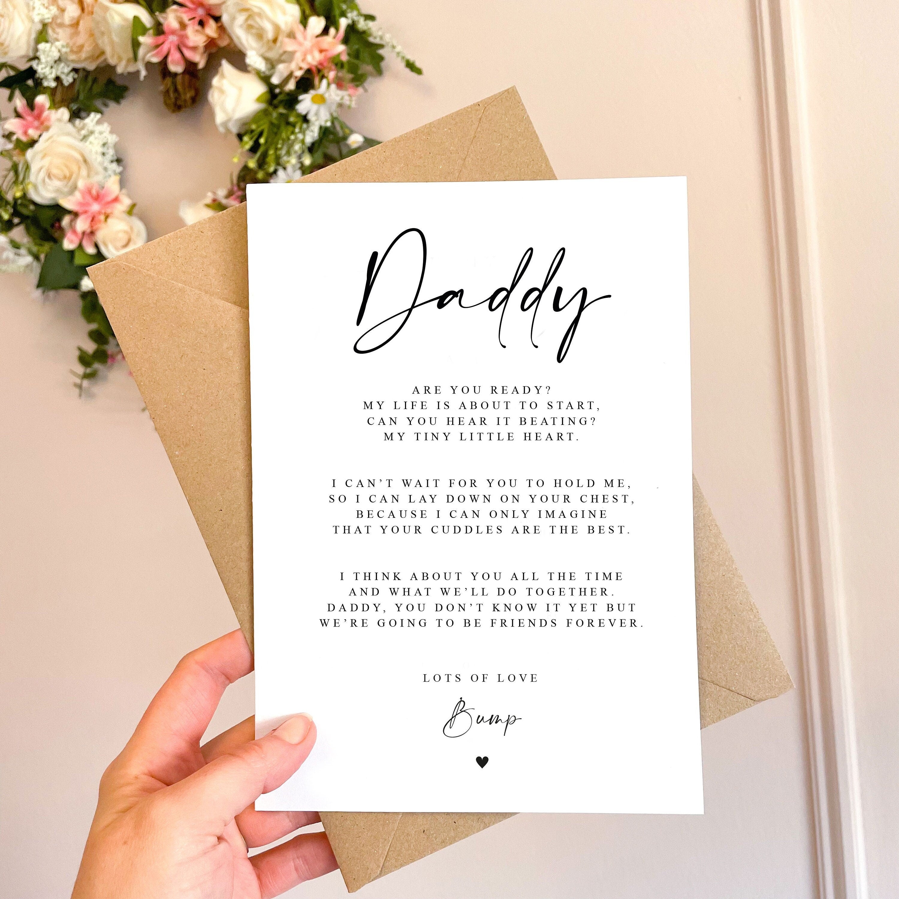Daddy to be Poem Pregnancy Announcement, Dad Birthday A5 Card with envelope, Father's Day Card, Pregnancy Reveal, Daddy to be, To Daddy bump