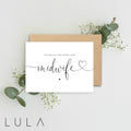 Thank you for being our Midwife A5 Card & Kraft envelope, Midwife Card, Thank you Card, Thank you NHS Midwife, Minimalistic Black and White