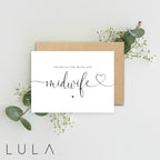 Thank you for being our Midwife A5 Card & Kraft envelope, Midwife Card, Thank you Card, Thank you NHS Midwife, Minimalistic Black and White