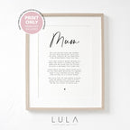 PERSONALISED Mum Poem A4 or A5 PRINT- Mothers Day Gift, Gift for Mum, Mum Birthday Gift, Mothers Day Gift for Mum from Child Children