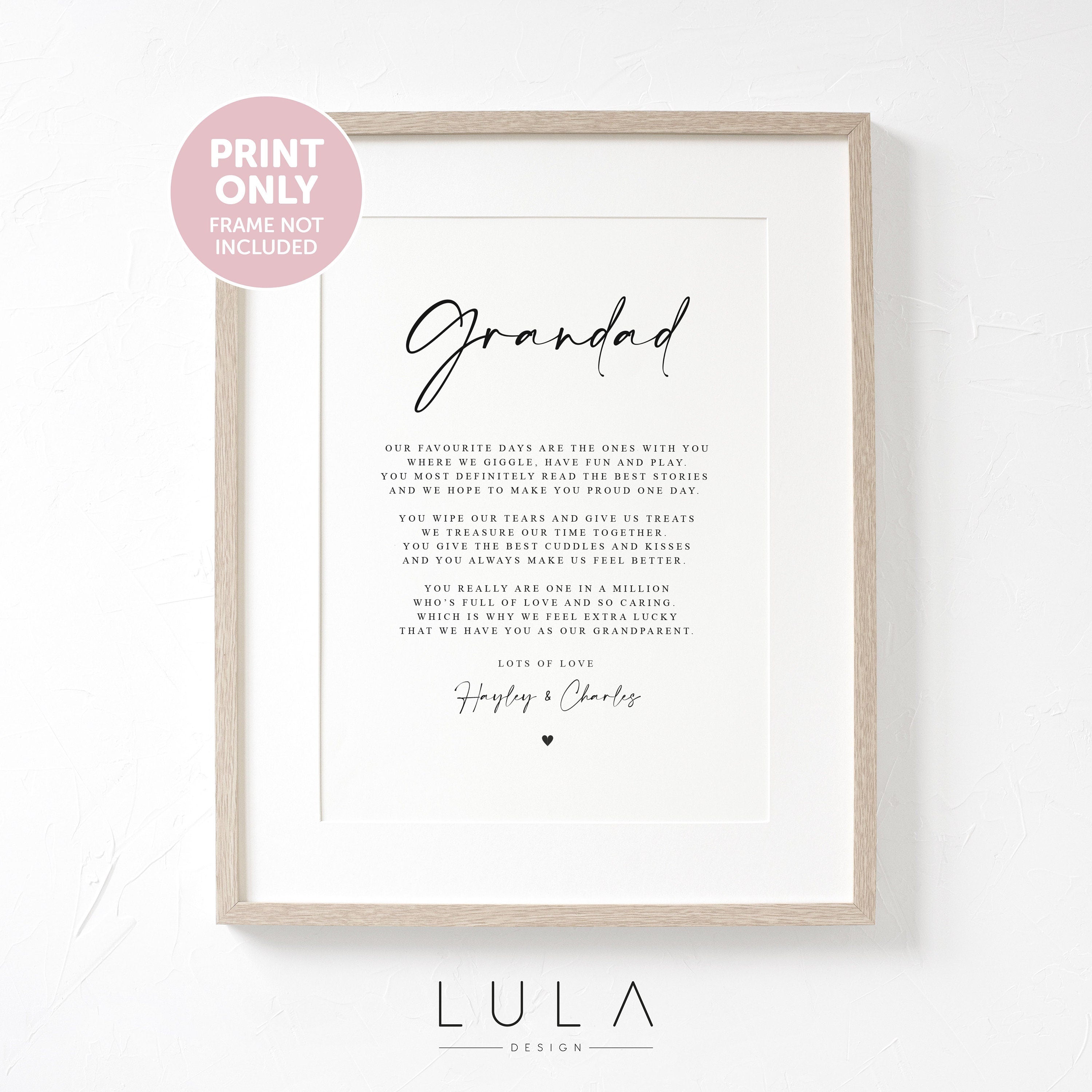PERSONALISED Grandad Poem A4 UNFRAMED PRINT, Grandad Poem Print Gift from Grandchild Grandchildren, Grandparent Poem, Grandad Christmas Gift