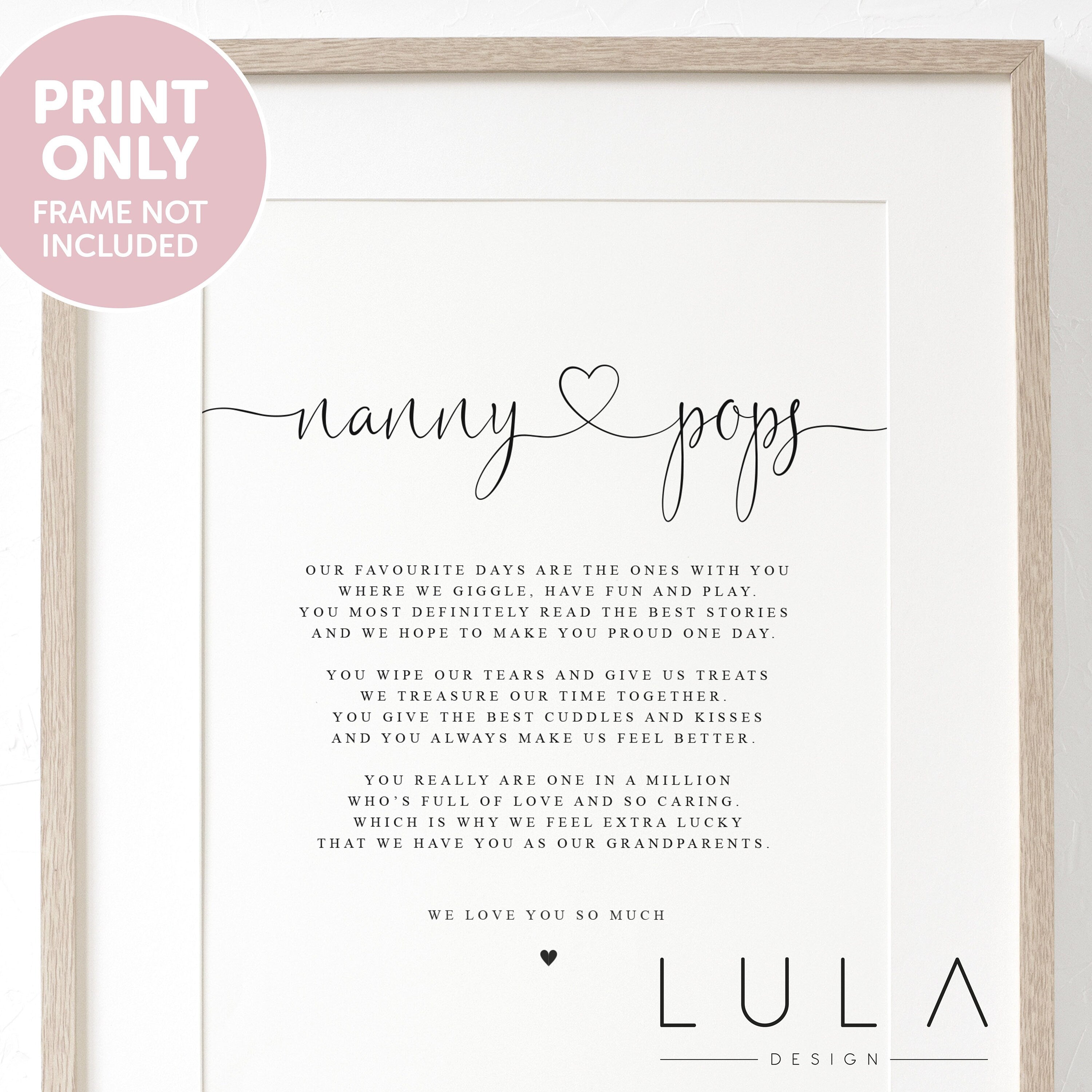 PERSONALISED Nanny and Pops Poem A4 PRINT, Nanny and Pops Gift, Grandparent Poem Gift Grandparents Grandparent Christmas Gift Nanny, Pops