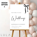 PERSONALISED A1 A2 or A3 Black and White Bow Welcome to our Wedding PRINTED foamex Welcome Sign Elegant minimal sign decor