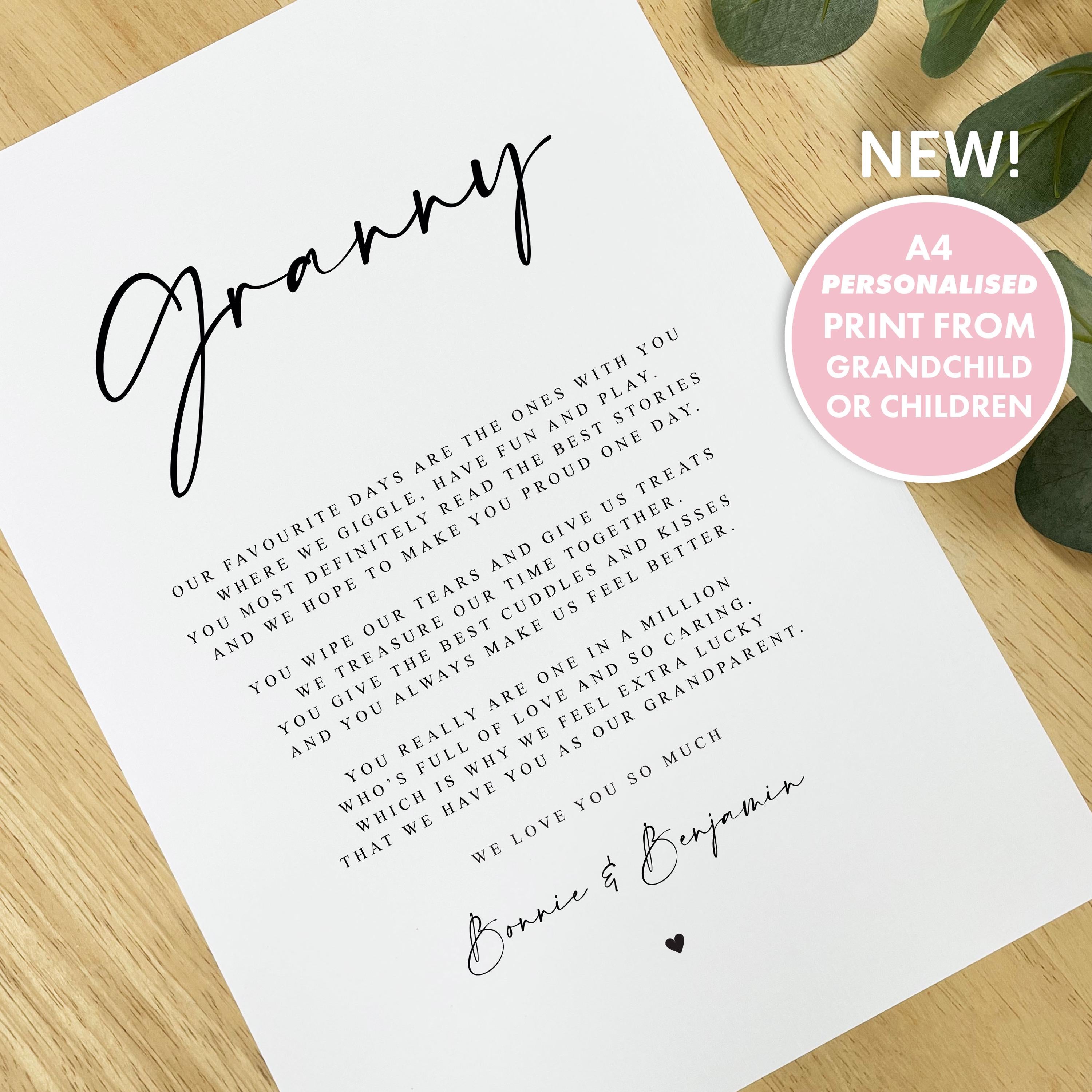 PERSONALISED GRANNY Poem A4 A5 PRINT, Granny Gift, Grandparent Poem, Gift for Granny, Christmas Gift Granny from Grandchild Grandchildren