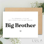 To a wonderful little boy, you're going to be an amazing BIG BROTHER A5 Greeting Card & envelope Promoted to Big Brother card Sibling Reveal