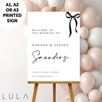 PERSONALISED A1 A2 or A3 Black and White Bow Welcome to our Wedding PRINTED foamex Welcome Sign Elegant minimal sign decor