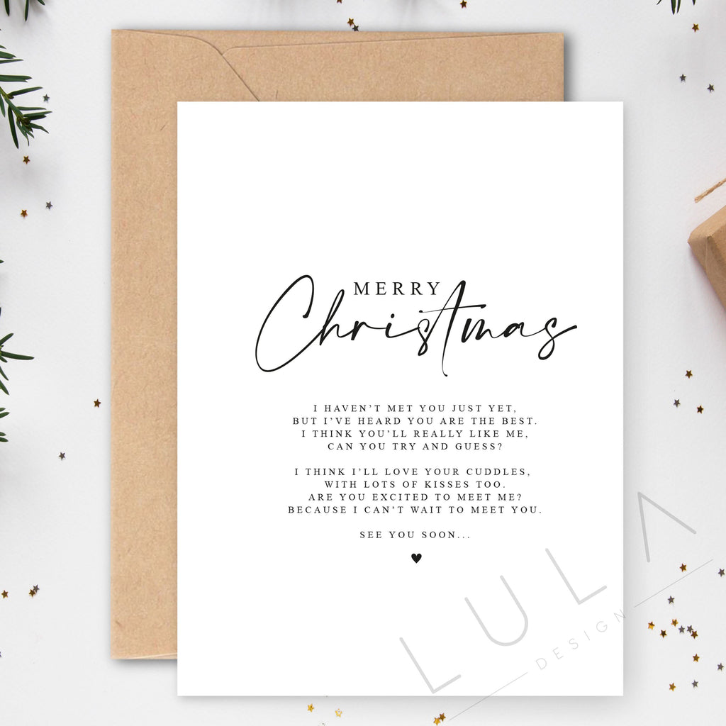 Merry Christmas Pregnancy Announcement A5 Card with envelope, Family, Pregnancy Announcement, Pregnancy Reveal, Friends, Christmas Card