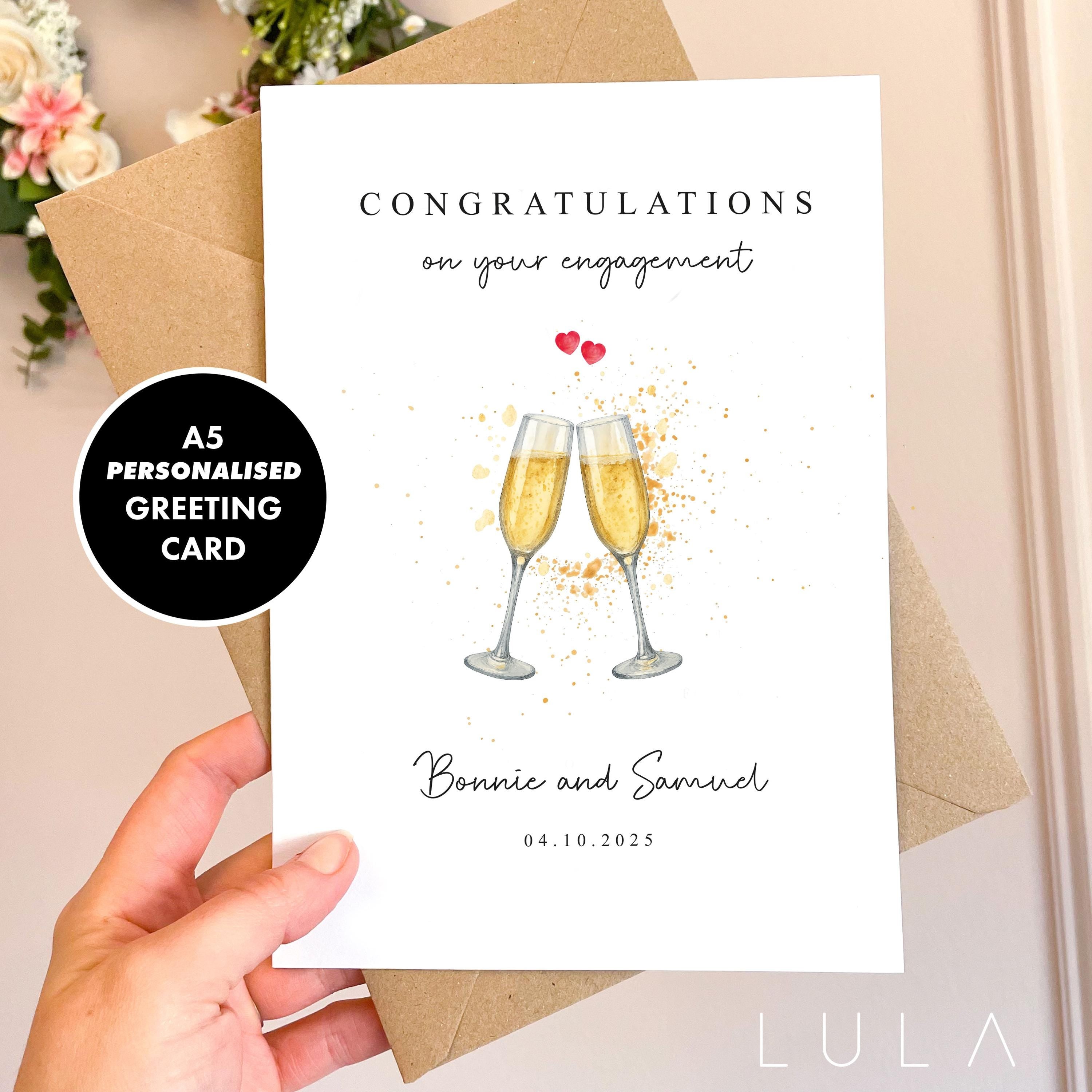 PERSONALISED Congratulations on your Engagement A5 Card with Kraft envelope Engagement Announcement Bride to be Card Personalised Greeting
