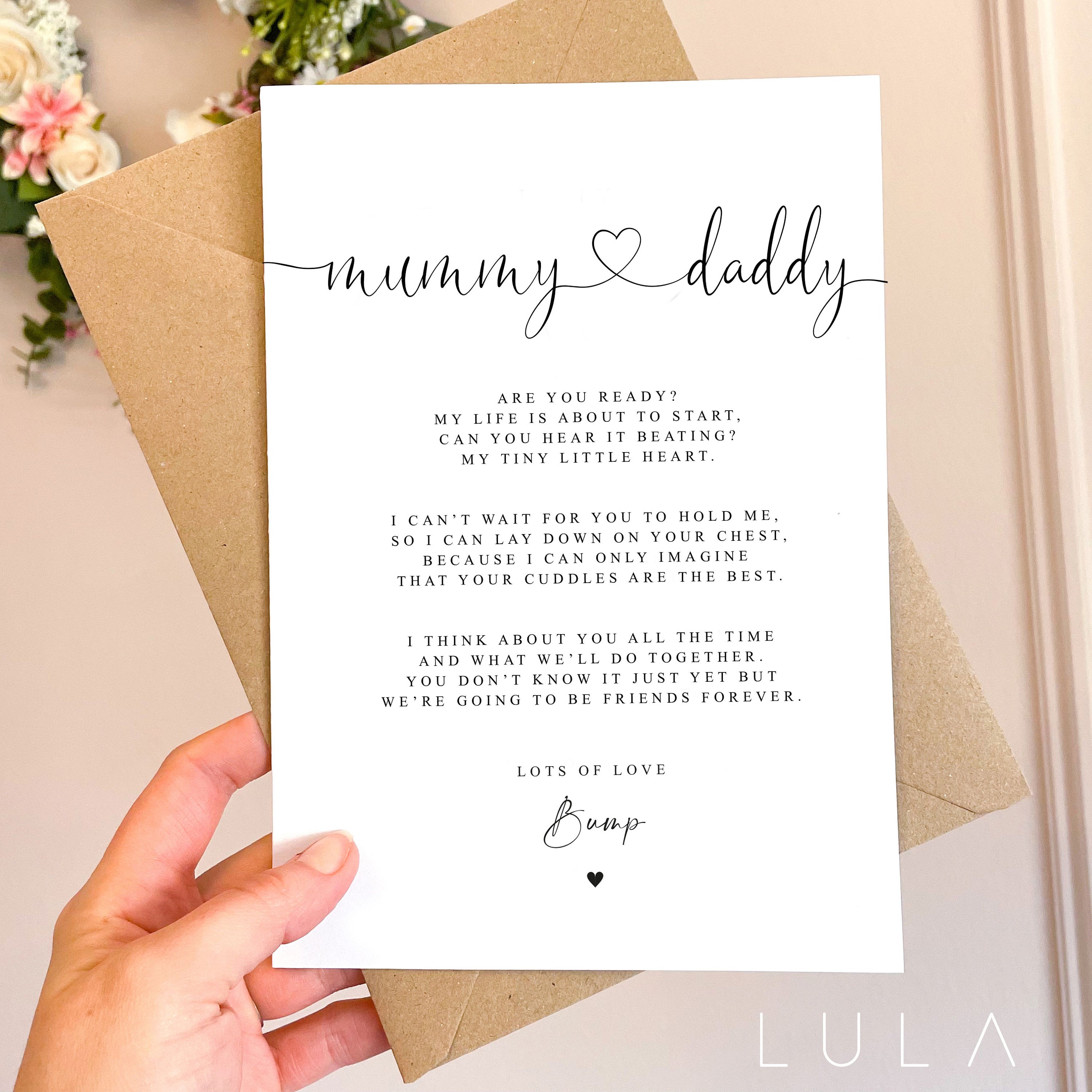 Mummy and Daddy to be Pregnancy Poem A5 Card with envelope, Baby Shower Card for Parents to be Card Mum and Dad Love Bump Parents to be Card