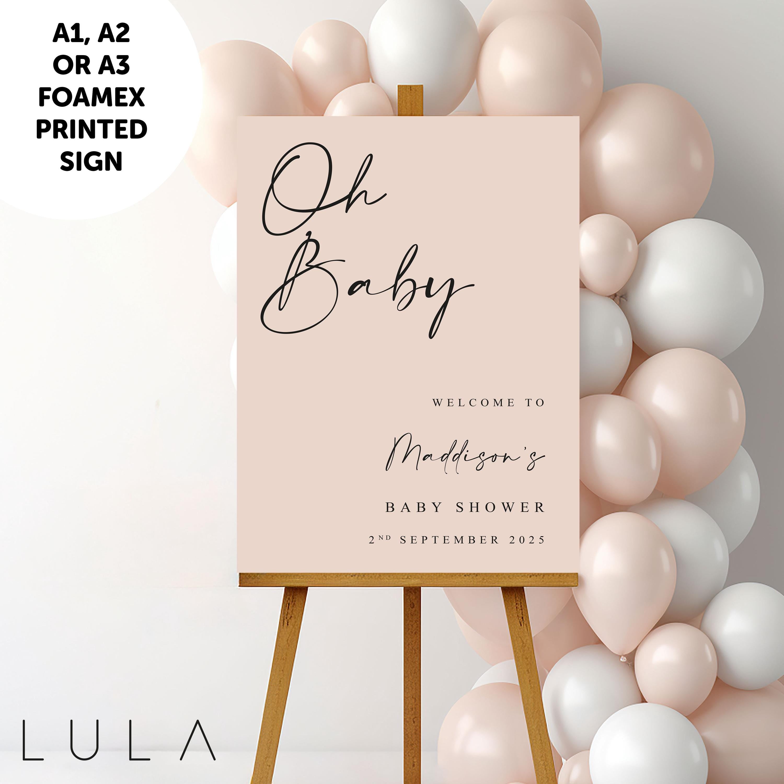 PERSONALISED Beige Neutral Baby Shower Sign PRINTED Baby Shower Welcome Sign Party Baby Beige Baby Shower Sign A1 A2 A3