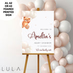 PERSONALISED We can Bearly Wait Teddy Bear Neutral Beige Balloons Unisex Baby Shower Sign PRINTED Foamex Neutral Beige Baby Shower