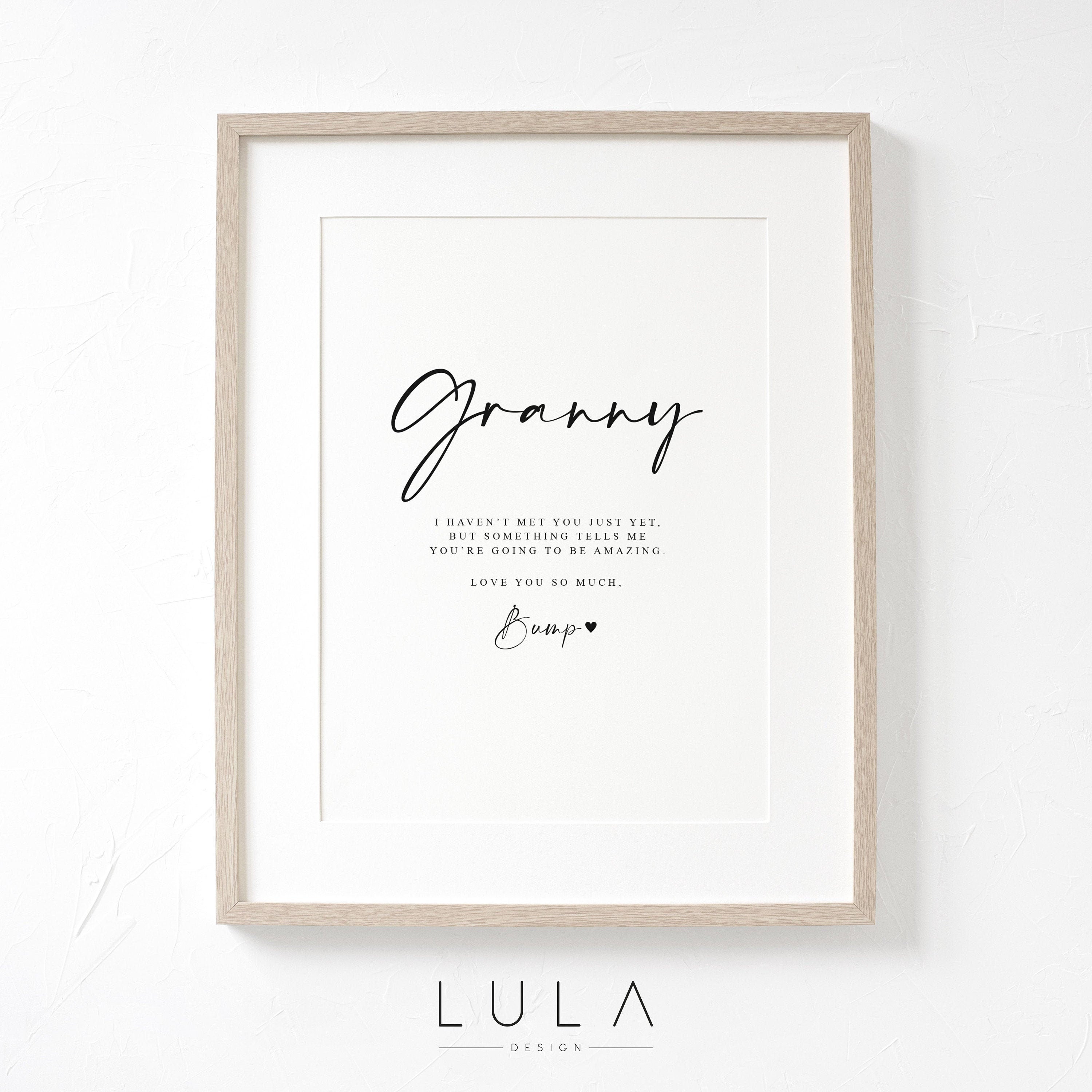 GRANNY Love from Bump A4 or A5 PRINT, Pregnancy Announcement, Bump to Granny Gift, Mothers Day Bump Gift, New Grandparent Gift Announcement
