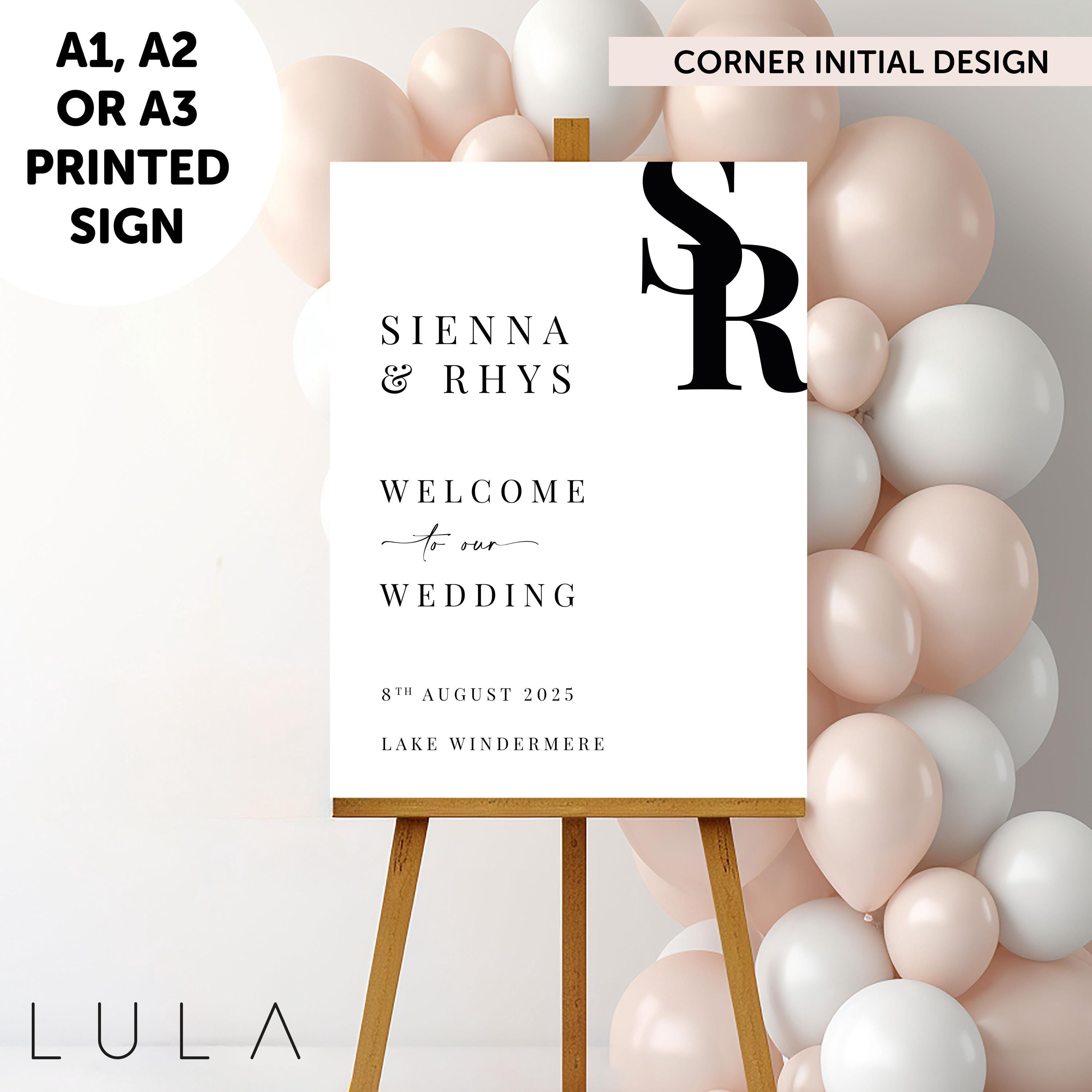 PERSONALISED A1 A2 or A3 Black and White Welcome to our Wedding PRINTED Welcome Sign Elegant minimal wedding sign decor