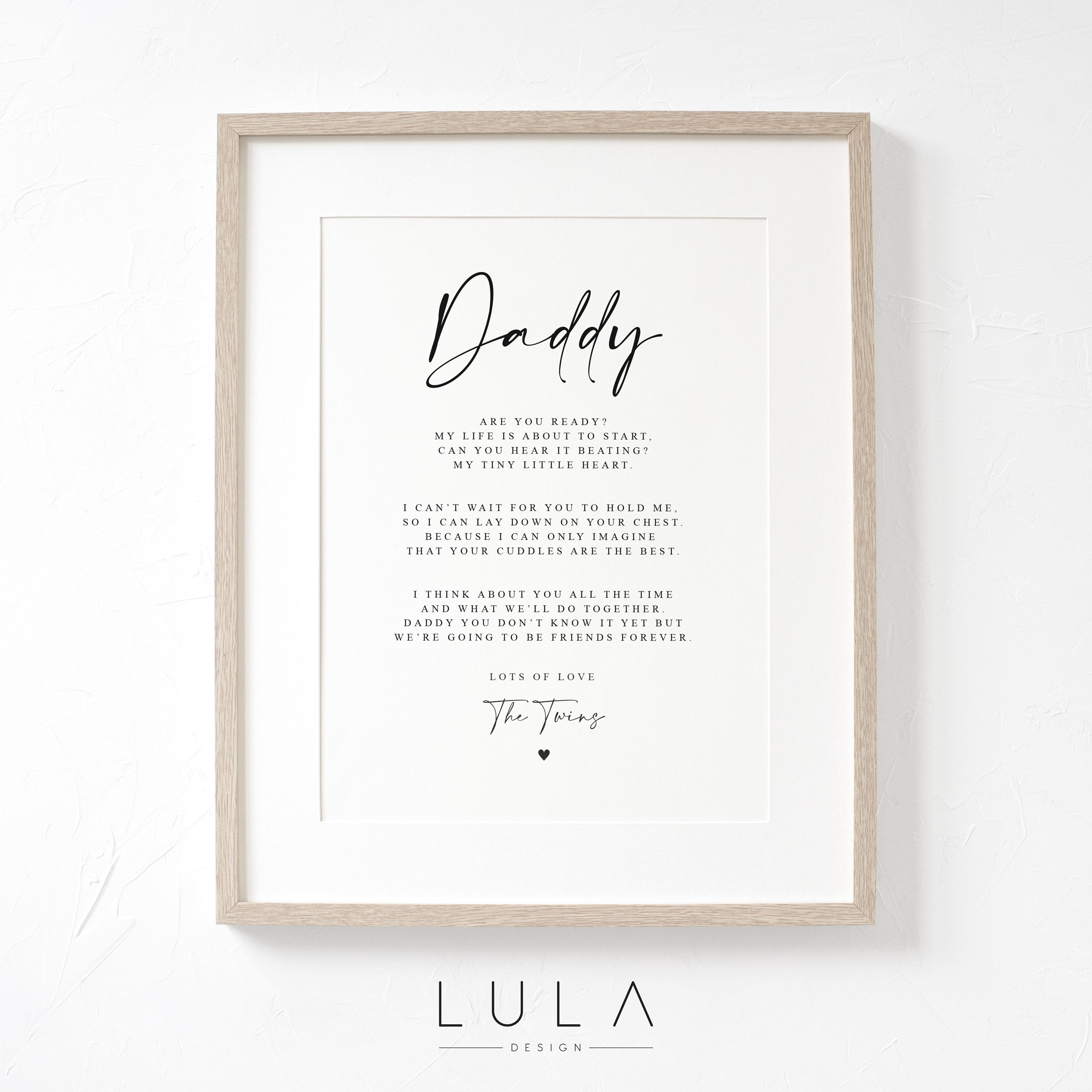PERSONALISED Daddy to be Poem from Bump Twins A4 A5 UNFRAMED PRINT New Dad Birthday Gift, Fathers Day Gift, Pregnancy Announcement from Bump