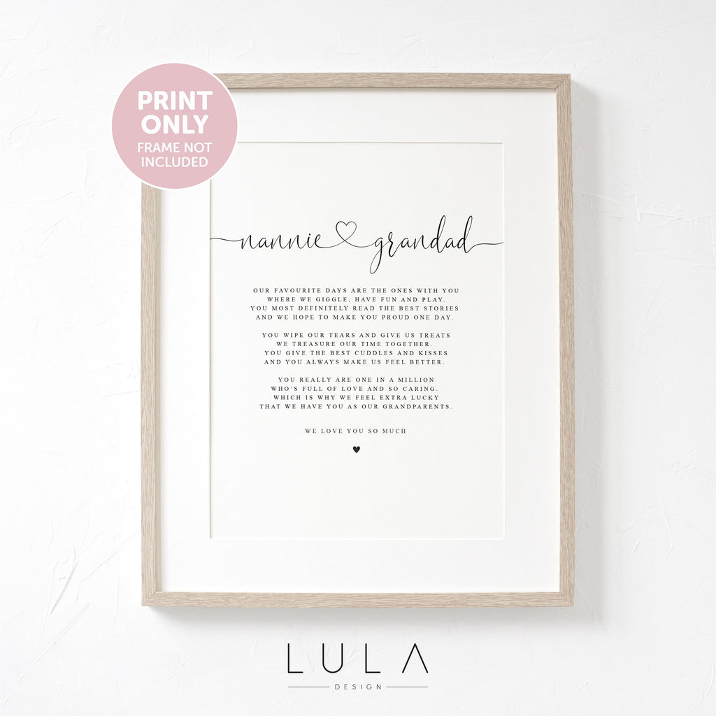 Personalised NANNIE and Grandad Poem A4 A5 PRINT Nannie and Grandad Gift, Grandparent Poem, Gift for Grandparents Christmas Poem Nannie Gift