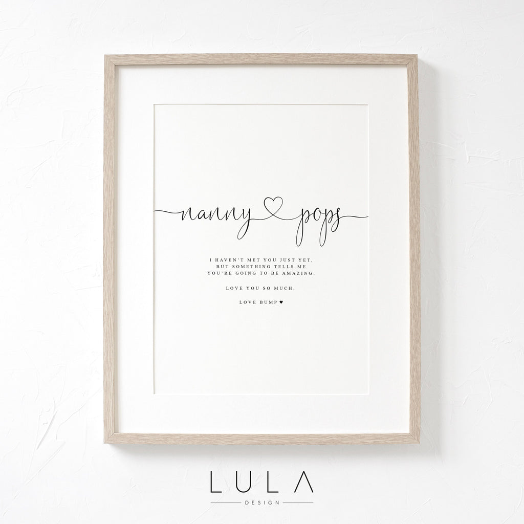 NANNY and POPS Love from Bump A4 or A5 PRINT, Pregnancy Announcement, Bump to Nanny & Pops, Christmas Gift, Grandparents to be