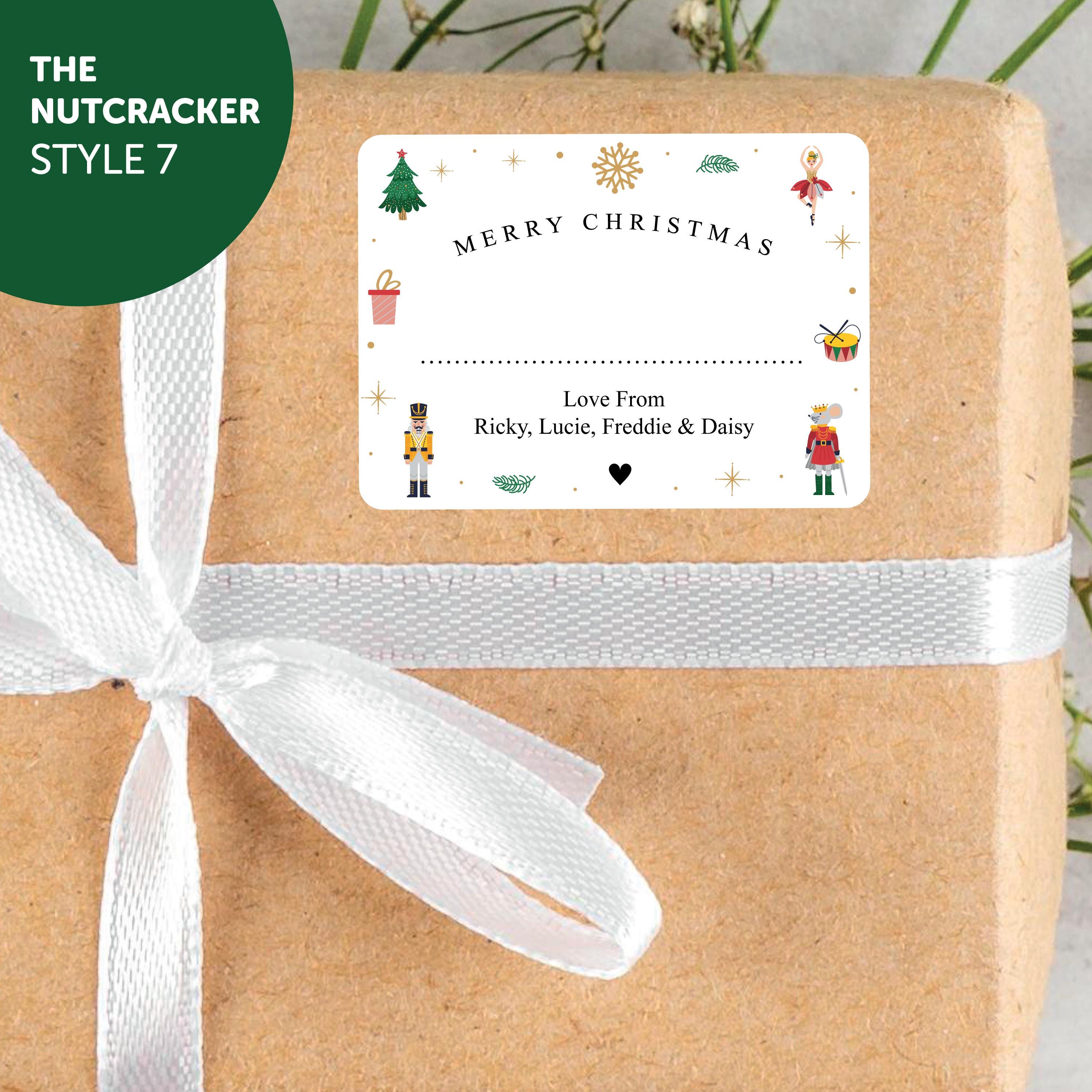 PERSONALISED 18 x Merry Christmas from Family Christmas Gift Sticker, Minimalistic Merry Christmas Labels Custom Name Present Gift Bag Tags