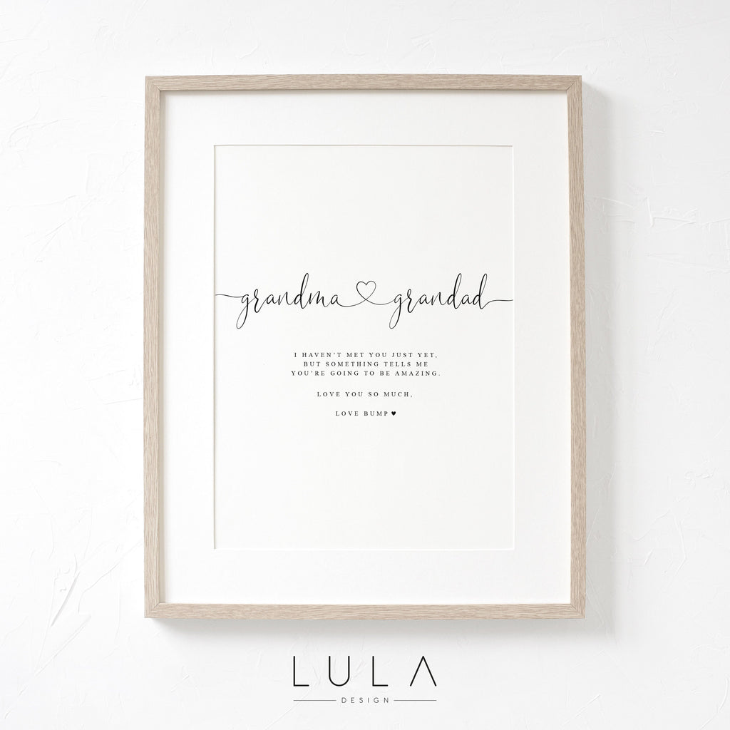 GRANDMA and GRANDAD Love from Bump A4 or A5 Unframed PRINT, Pregnancy Announcement, Bump to Grandma & Grandad, Grandparents to be Print