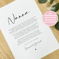 Personalised NANNA Poem A4 A5 UNFRAMED PRINT, Nanna Grandparent Poem, Gift to Nanna Christmas Gift Nanna Gift Grandchild Grandchildren