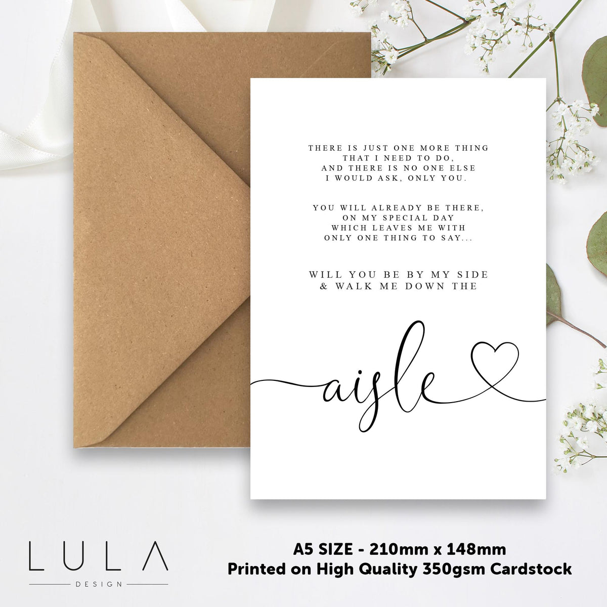 Will you walk me down the aisle Wedding Day A5 Greeting Card with envelope Aisle Card Wedding Day Card, Card Dad Father of Bride Wedding Day